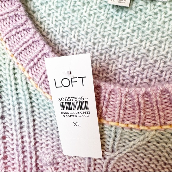 LOFT | Pastel Rainbow Spacedye Ruffle Sleeve Sweater NWT - Picture 5 of 9